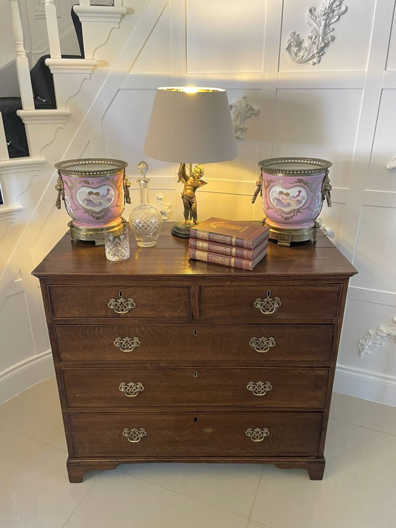 Antique George III Quality Oak Chest of Drawers - Image 4